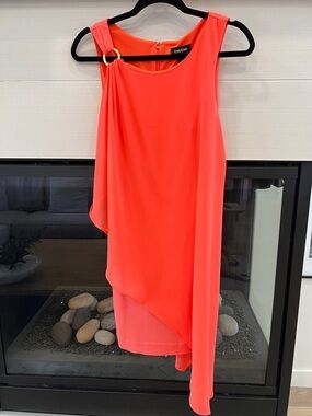 Bebe Coral Asymmetric Mini Dress